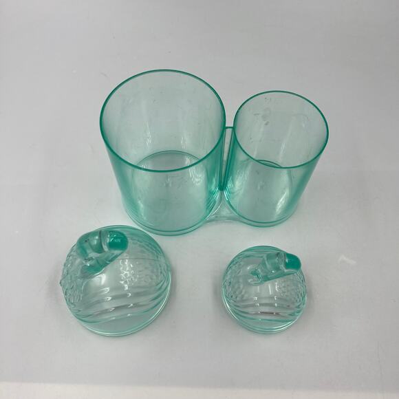 Vintage Duo Swan Makeup Bathroom Organizers Acrylic Light Blue MCM Art Deco - Picture 9 of 12